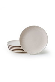 Hermia X00018989 Juego de Platos de Postre de Gres Cerámico, Crema, 21 cm (6 Piezas)